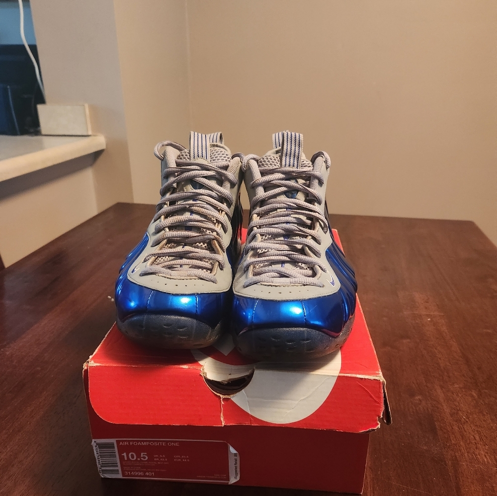 Nike Air Foamposite One, Size 10.5, Color Royal Blue, and gray.